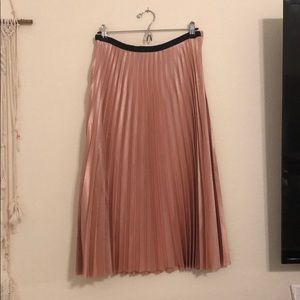 ZARA PINK PLEATED MIDI SKIRT
